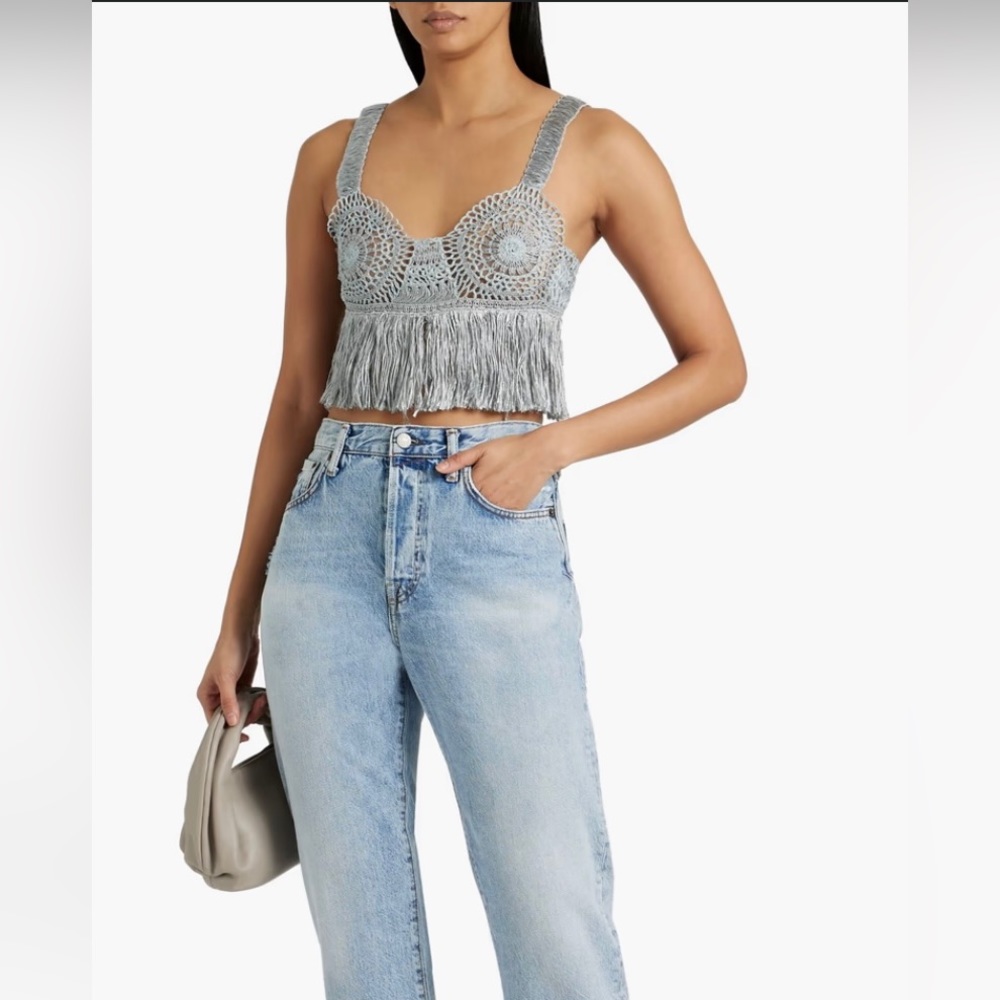 Stella McCartney Crochet Crop Top Fringe Sz M NWT